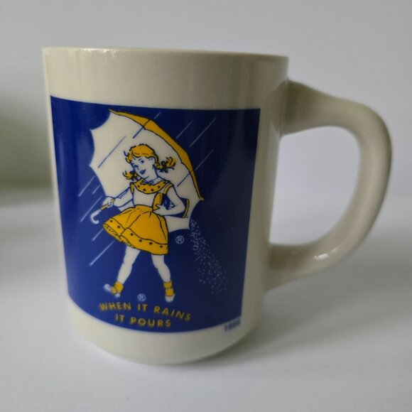 Vintage Morton Salt Ceramic Coffee Mugs Set of 4 - When it Rains It Pours - Picture 15 of 16
